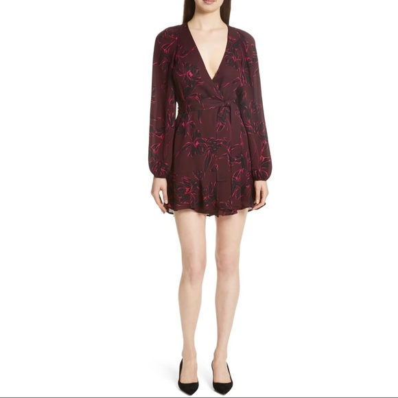 A.L.C. REVOLVE SILK FLORAL PRINT WRAP MINI DRESS - Picture 11 of 12